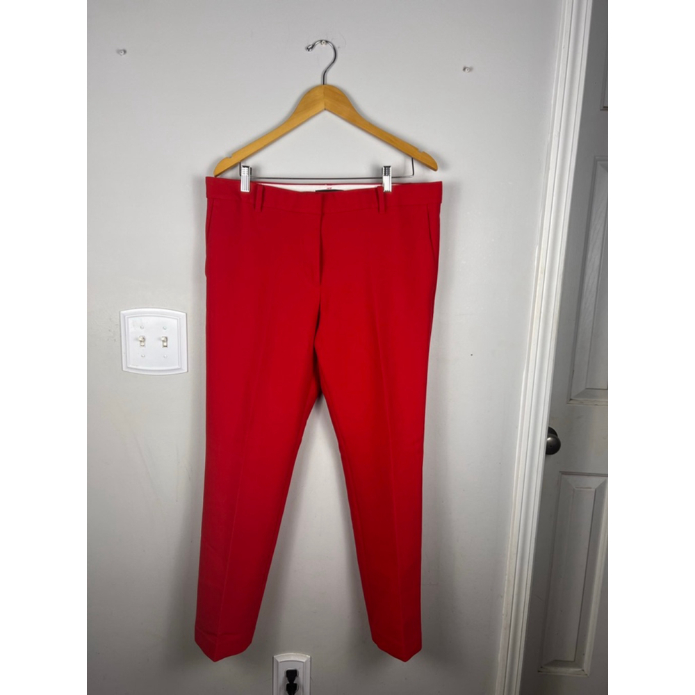 Ann Taylor Red Dress Pants Women 12 Tall Stretch Career Ankle Slacks 27” Inseam